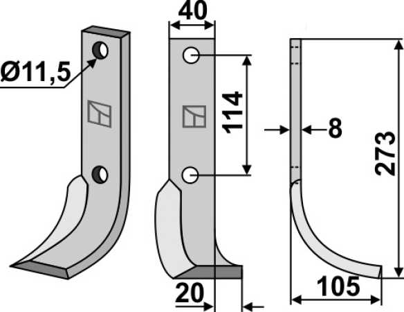 Fräsmesser 273x40mm, rechts